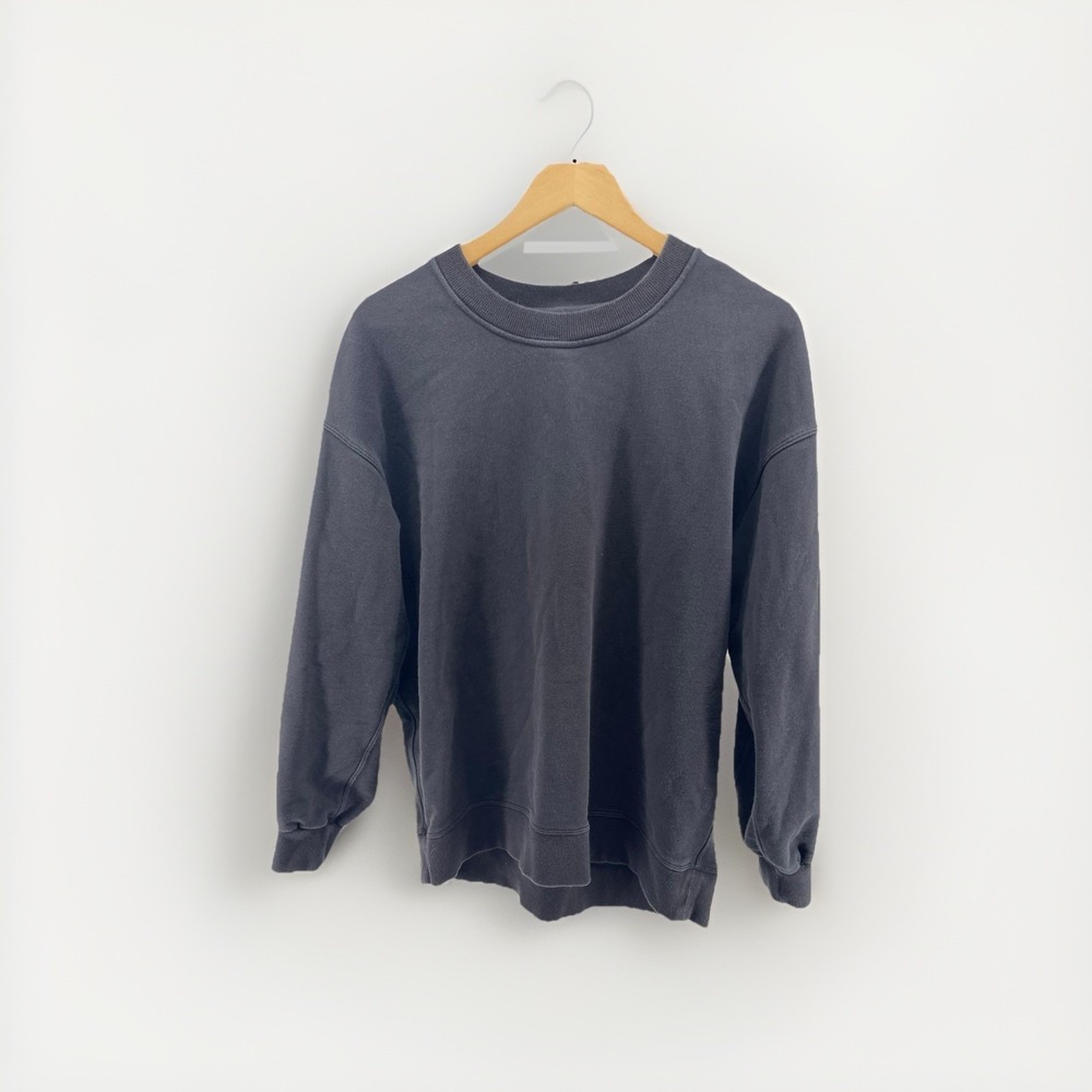 Lululemon Sweatshirt Womens 6 Black Perfectly Oversized Cropped Crew Lounge‎